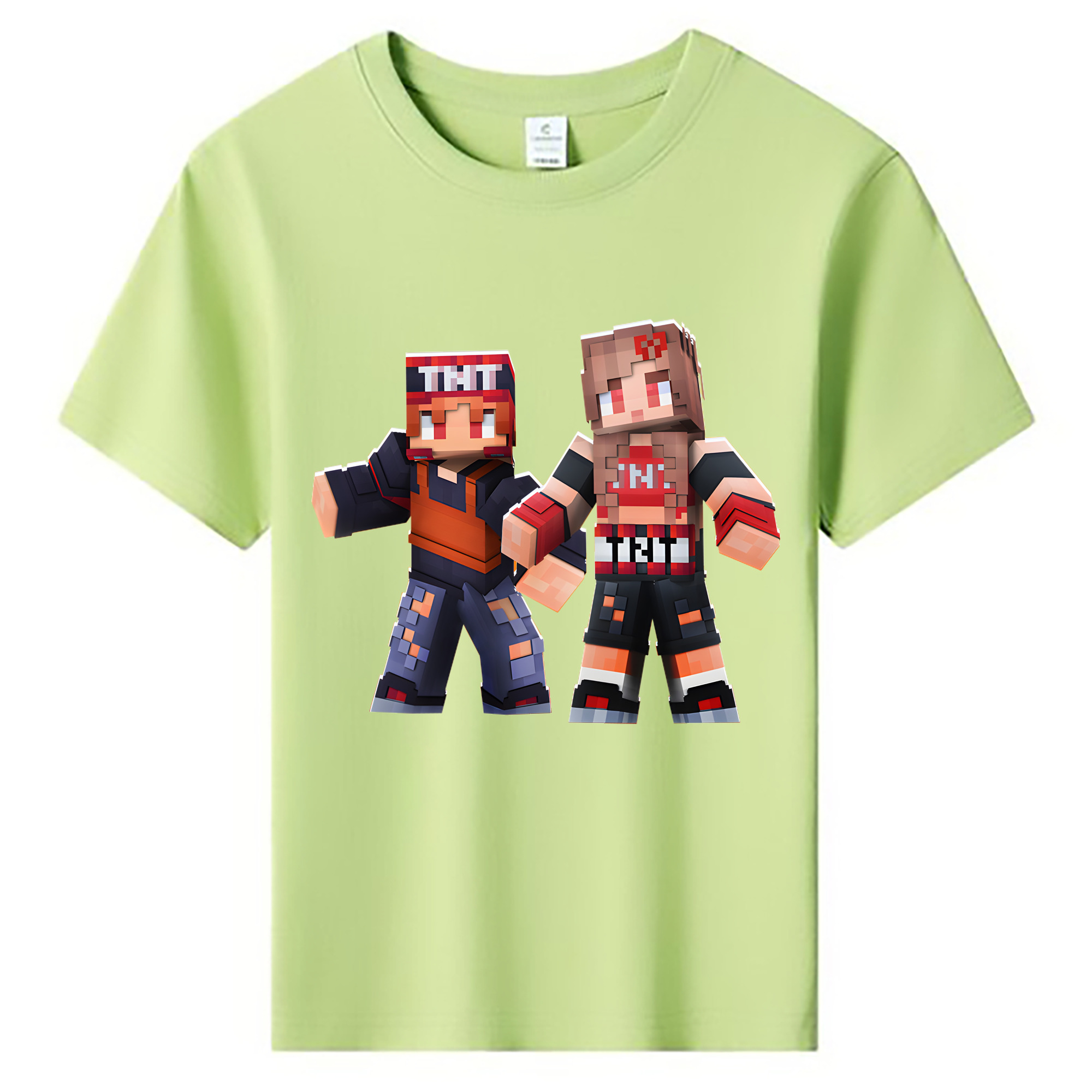 （画像用） マインクラフト ブロックの世界 Minecraft MC Block world 綿100％キッズTシャツ（フロントプリント）